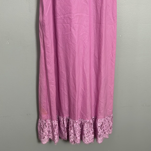 MaxAzria Collection Cotton Pink Lace Neck and Hem Maxi slip chemise size 6 - Picture 3 of 16